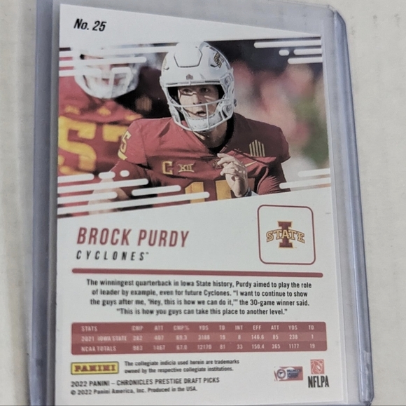 2022 Panini Chronicles Draft Picks Brock Purdy Rookie Card 49ers - Picture 2 of 2